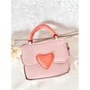 Faux Leather Heart Purse, Pink - Bags - 2