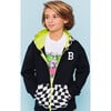 Checker Zip Hoodie Sweatshirt, Black - Sweatshirts - 3