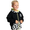 Checker Zip Hoodie Sweatshirt, Black - Sweatshirts - 5