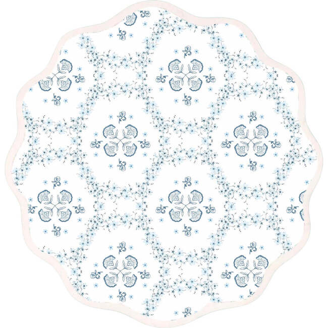 Round Scalloped Placemat, Floral Trellis