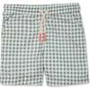 Seaqual Recycled Polyester Gingham Kid Swim Trunks, Blue - Swim Trunks - 1 - thumbnail