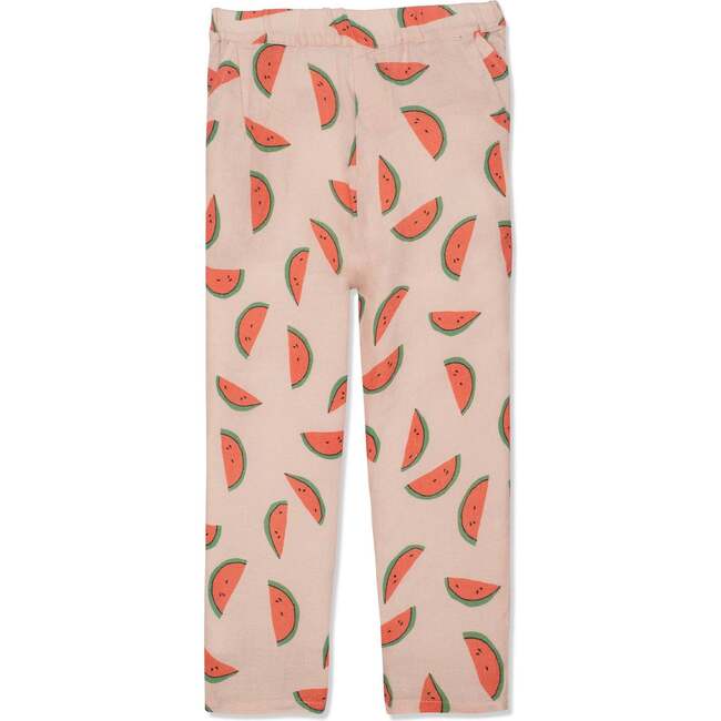 Watermelon Slices Linen Kid Pants, Pink