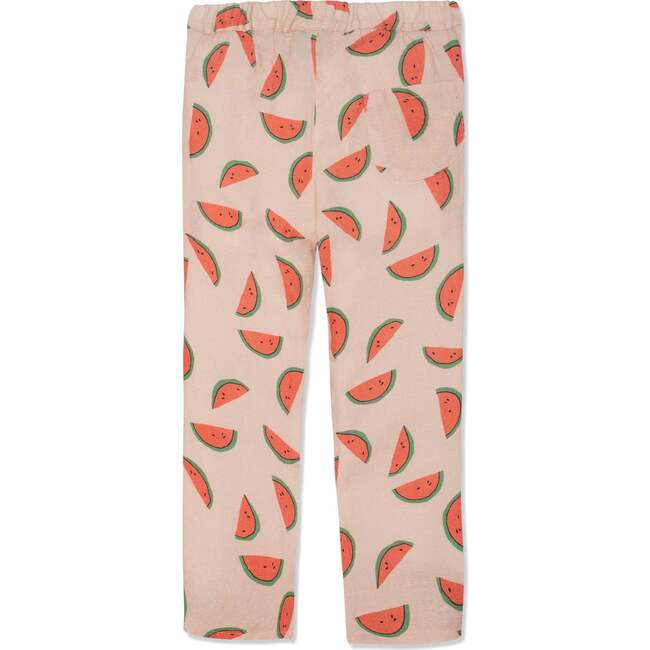 Watermelon Slices Linen Kid Pants, Pink - Pants - 2