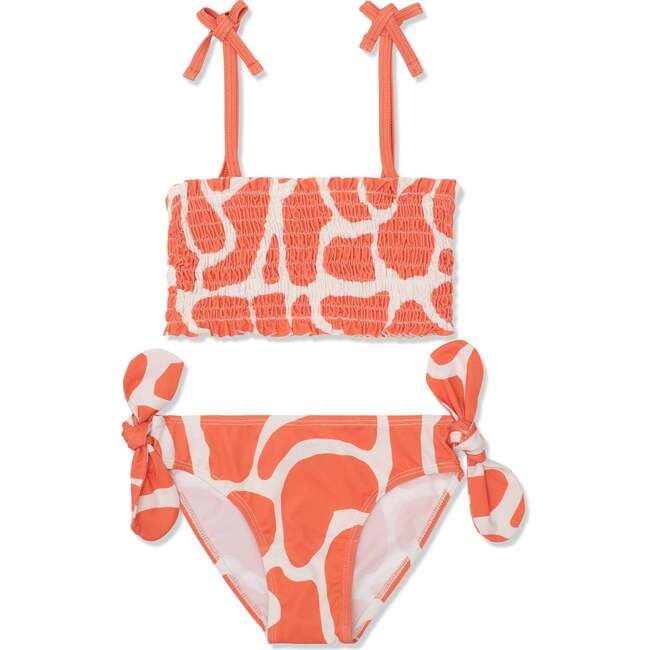 Recycled Polyester Spotted Giraffe Girl Bikini, Orange
