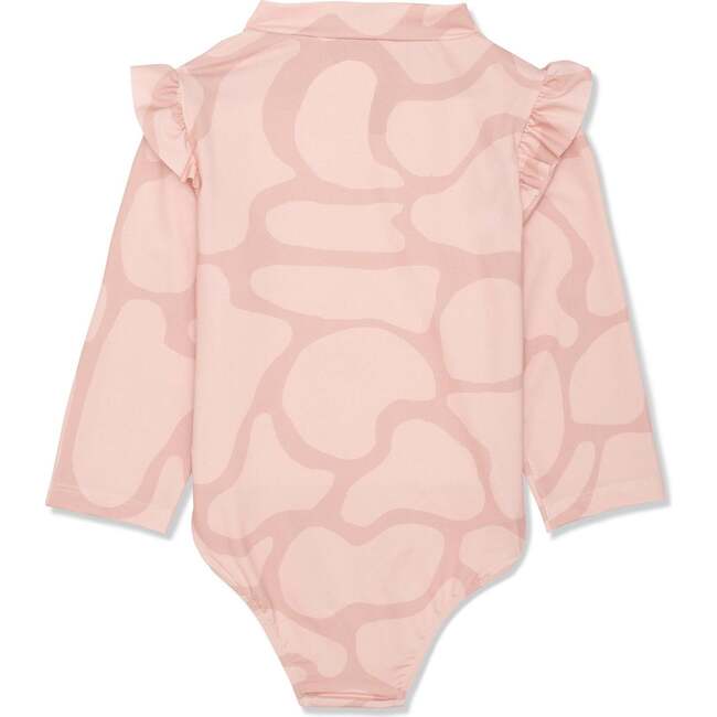 Recycled Polyester Spotted Giraffe Zipped Kid Rashguard, Pink - Rash Guards - 2