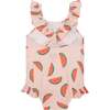 Recycled Polyester Watermelon Slices Ruffle Baby Swimsuit, Pink - One Pieces - 2