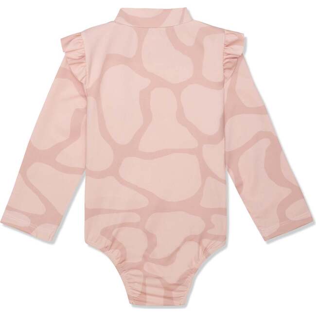 Recycled Polyester Spotted Giraffe Zipped Baby Rashguard, Pink - Rash Guards - 2