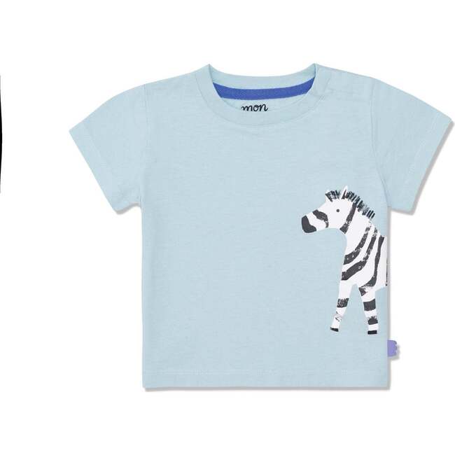 Recycled Cotton Zebra Baby T-Shirt, Blue