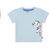 Recycled Cotton Zebra Baby T-Shirt, Blue - T-Shirts - 1 - thumbnail