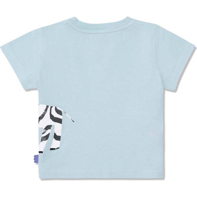 Recycled Cotton Zebra Baby T-Shirt, Blue - T-Shirts - 2