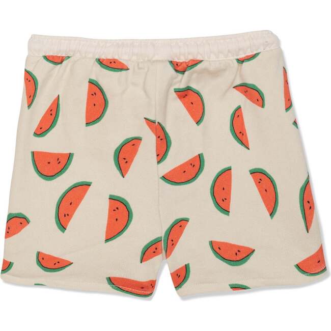 Recycled Cotton Watermelon Slices Cropped Girl Shorts, Natural - Shorts - 2