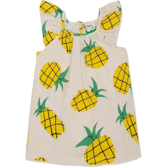 Recycled Cotton Pineapple Harvest Kid Summer Dress, Natural