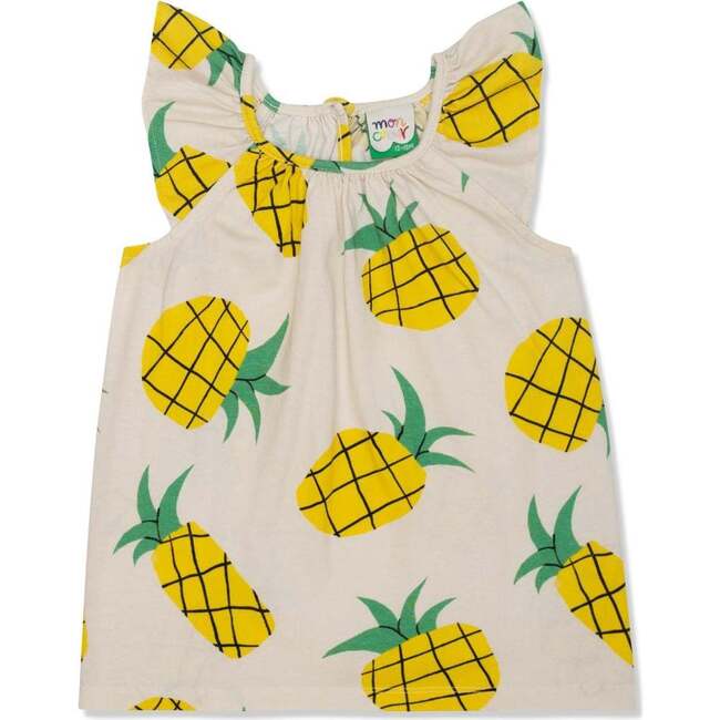 Recycled Cotton Pineapple Harvest Baby Summer Dress, Natural