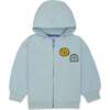 Recycled Cotton Patches Kid Zipper Hoodie, Blue - Sweatshirts - 1 - thumbnail