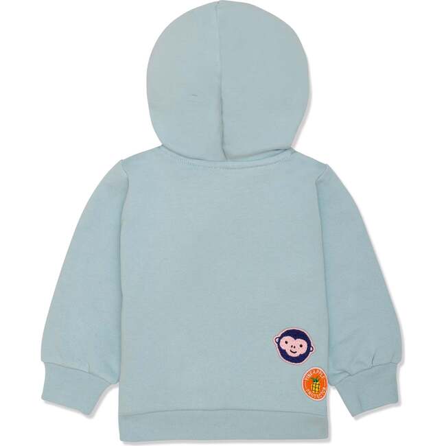 Recycled Cotton Patches Kid Zipper Hoodie, Blue - Sweatshirts - 2