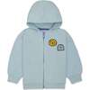 Recycled Cotton Patches Baby Zipper Hoodie, Blue - Sweatshirts - 1 - thumbnail