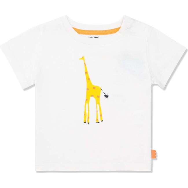 Recycled Cotton Giraffe Baby T-Shirt, Natural