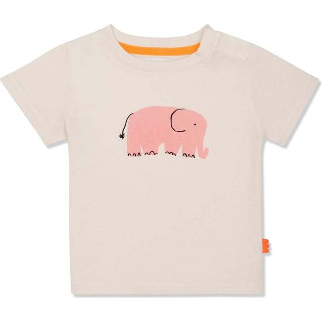 Recycled Cotton Elephant Baby T-Shirt, Natural
