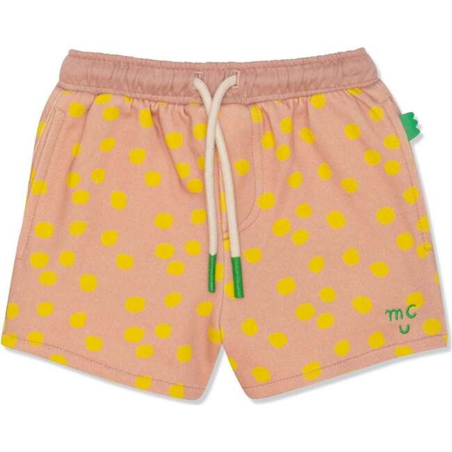 Recycled Cotton Dotted Cropped Girl Shorts, Pink