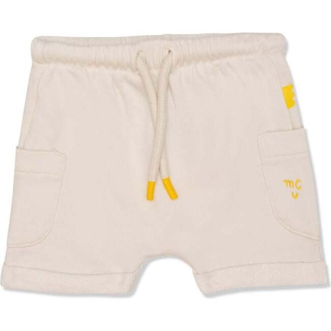 Recycled Cotton Cream Baby Shorts, Natural