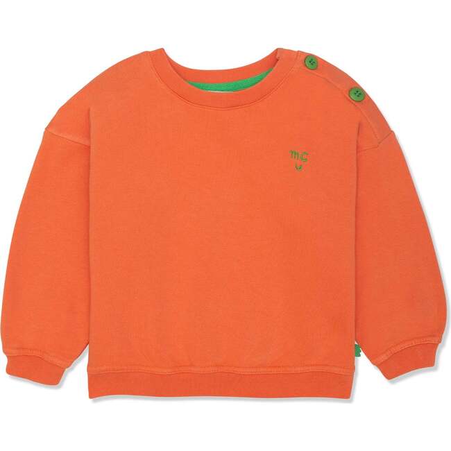 Recycled Cotton Coral Kid Sweatshirt, Orange