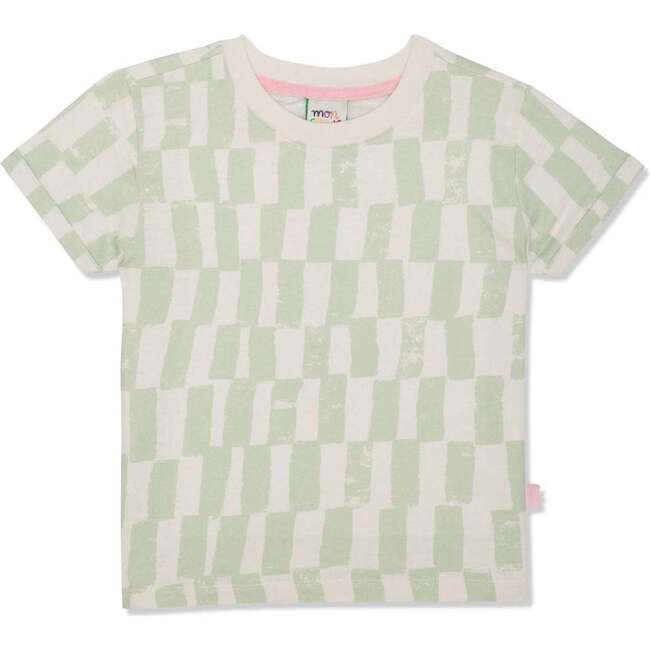 Recycled Cotton Checkered Kid T-Shirt, Natural