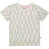 Recycled Cotton Checkered Kid T-Shirt, Natural - T-Shirts - 1 - thumbnail