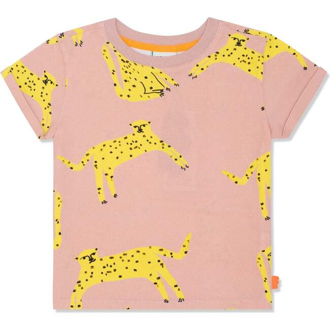 Recycled Cotton Cheetah Kid T-Shirt, Pink