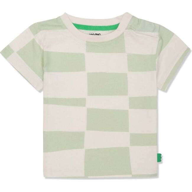 Recycled Cotton Checkered Baby T-Shirt, Natural