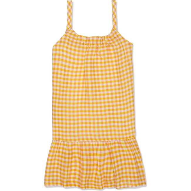 Gingham Linen Kid Dress, Yellow