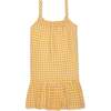 Gingham Linen Kid Dress, Yellow - Dresses - 1 - thumbnail