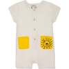 Linen Lion Baby Romper, Natural - Rompers - 1 - thumbnail