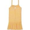 Gingham Linen Kid Dress, Yellow - Dresses - 2