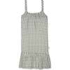 Gingham Linen Kid Dress, Blue - Dresses - 1 - thumbnail