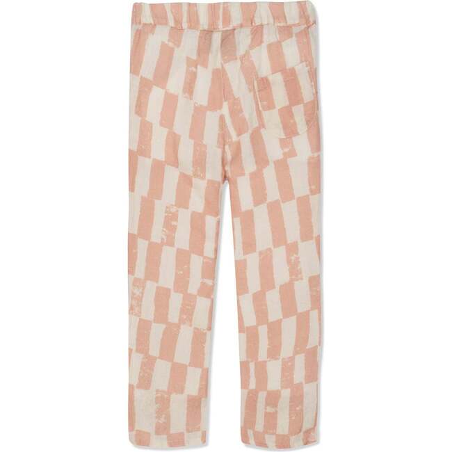 Checkered Linen Kid Pants, Natural