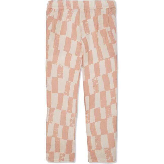 Checkered Linen Kid Pants, Natural - Pants - 2