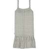 Gingham Linen Kid Dress, Blue - Dresses - 2