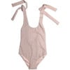 Isabelle Tie-Straps One-Piece Swimsuit, Powder Pink - One Pieces - 1 - thumbnail