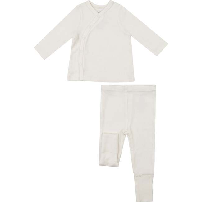 SUGAR SWIZZLE RIB TMH SET WITH ROLL OVER CUFF PANT, White