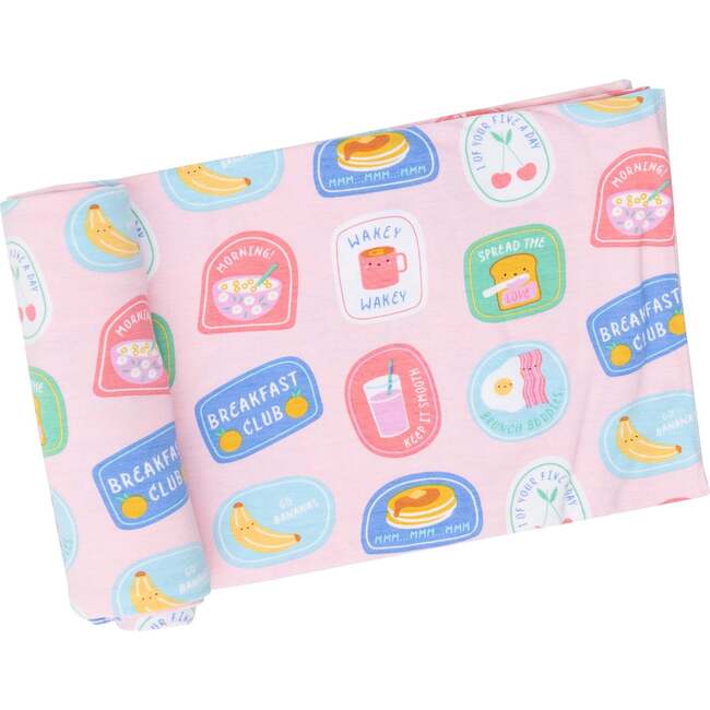 BREAKFAST CLUB PATCHES SWADDLE BLANKET, Pink