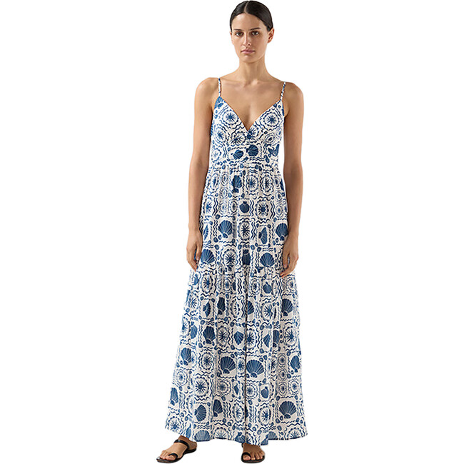 Women's Rizzo Trinkets Print Sleeveless Maxi Dress, Ocean
