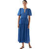 Women's Mira Short Sleeve Tired Dress, Ocean Blue - Dresses - 1 - thumbnail