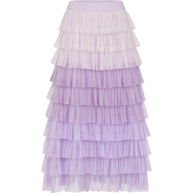 Women's Falling Petals Multi-Tired Ruffle Tulle A-Line Skirt, Purple