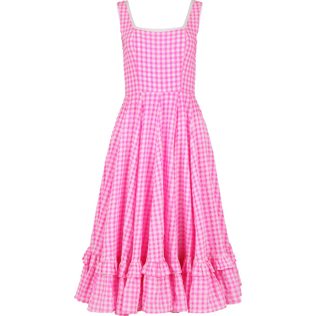 Women's Daze Seersucker Gingham Sleeveless Midi Dress, Pink