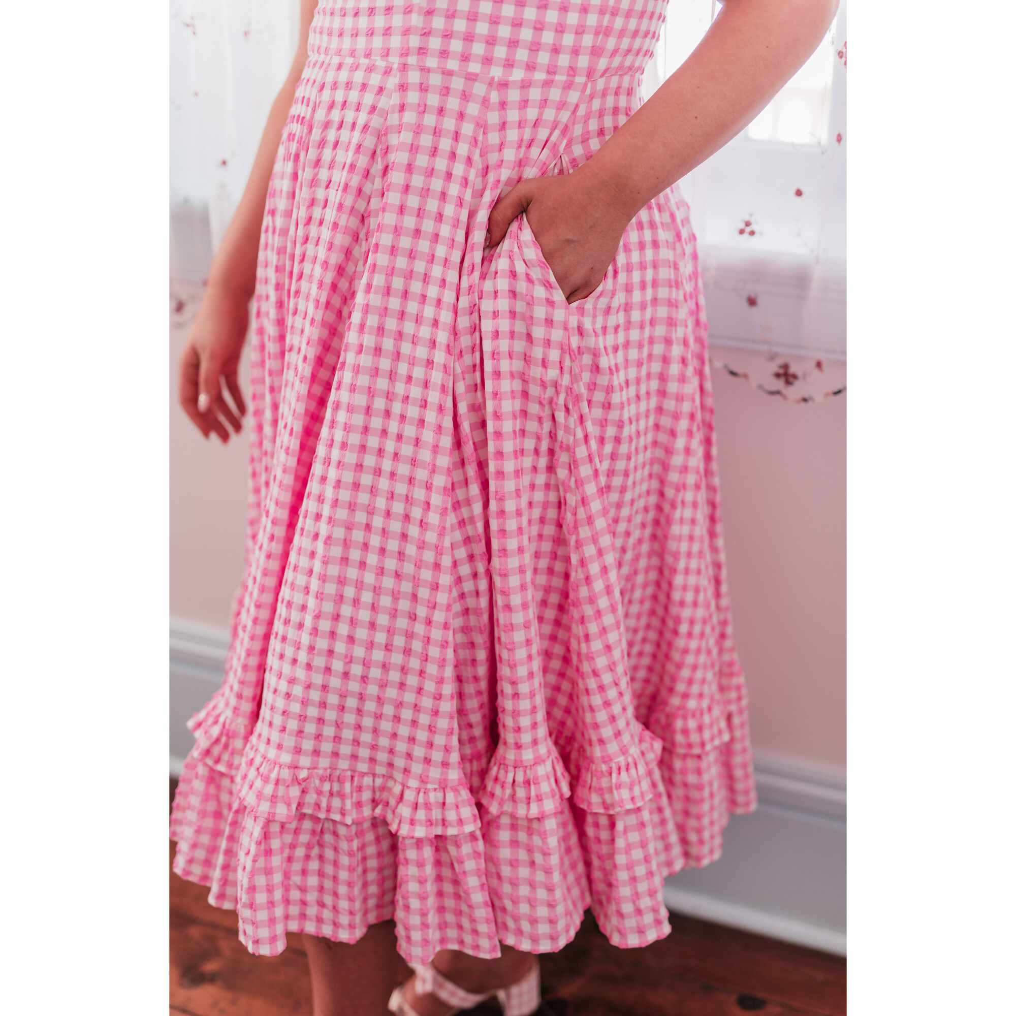 Candy check panel zip dress 【Pink】 Lumiere Candy Check Panel Zip Dress 【Pink】 mini