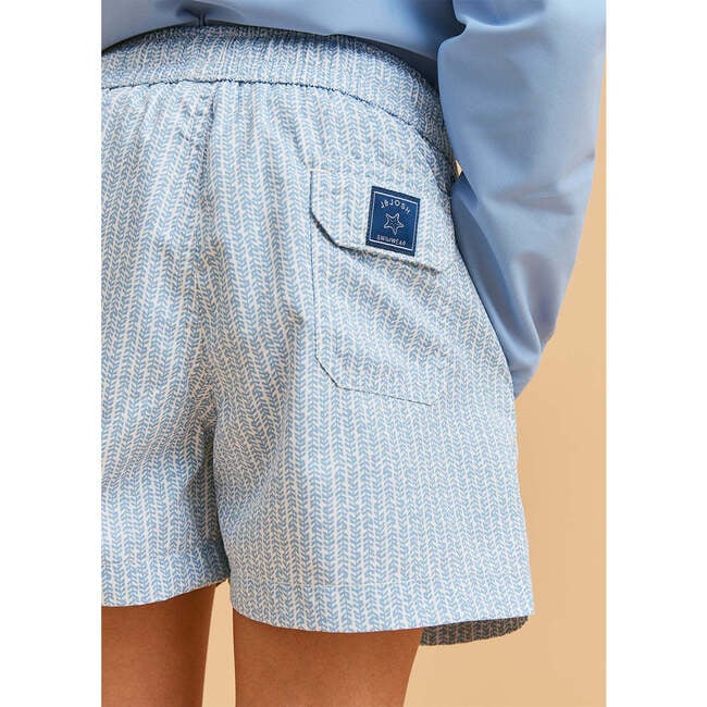 Swim Trunks, Sky Blue Leaf - Swim Trunks - 3