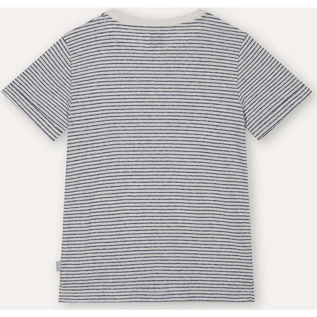 Linen Cotton T-Shirt, Navy Stripes - T-Shirts - 7