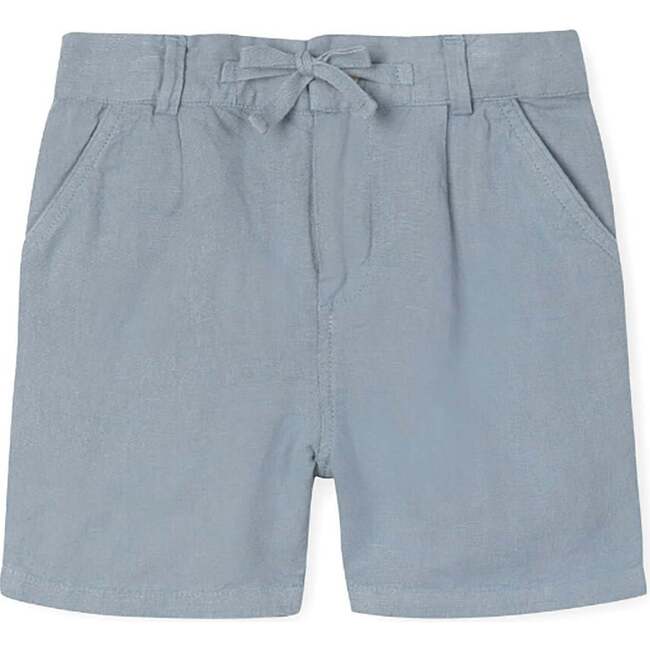 Linen Cotton Shorts, Blue Gray