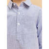 Kaftan Linen Cotton Shirt, Navy Stripes - Shirts - 4