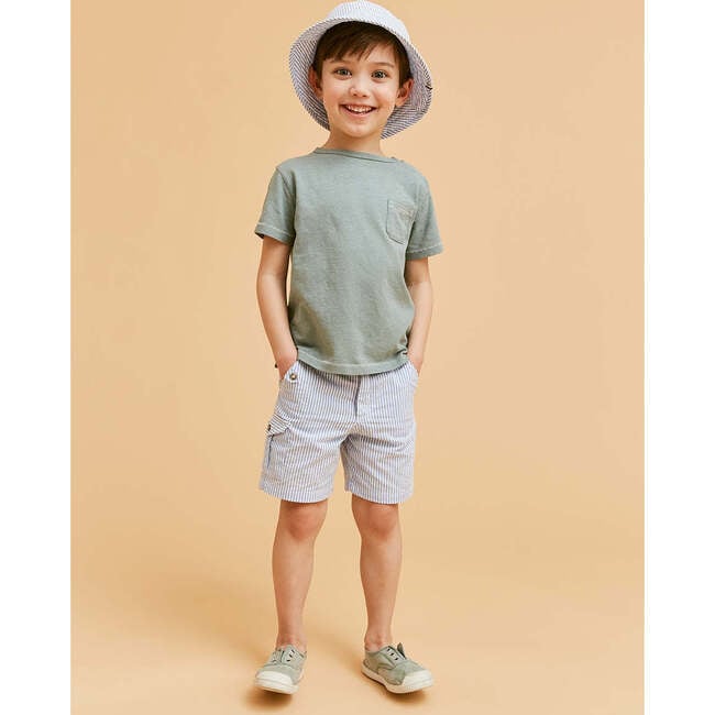 Cargo Seersucker Shorts, Blue - Shorts - 2